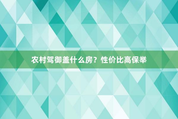 农村驾御盖什么房?性价比高保举